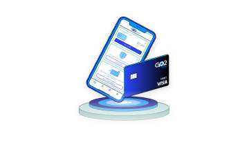 Activate your card button under illustration of GO2bank debit card and mobile app